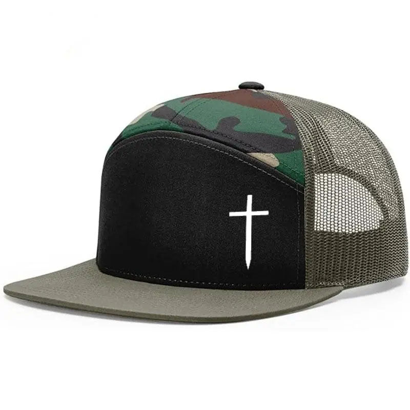 Classic Christian Cross Print Unisex All-Season Trucker Hat Baseball Cap