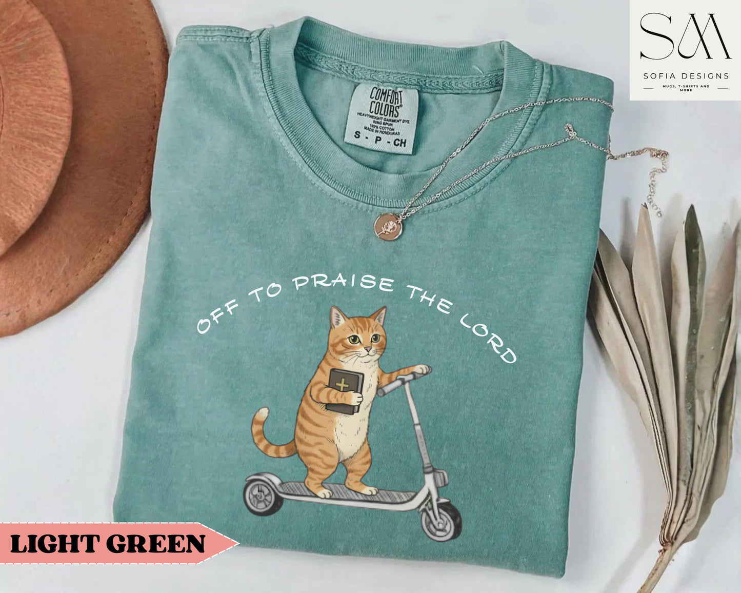 Off To Praise The Lord Funny Christian Cat Faith Humor T-shirt