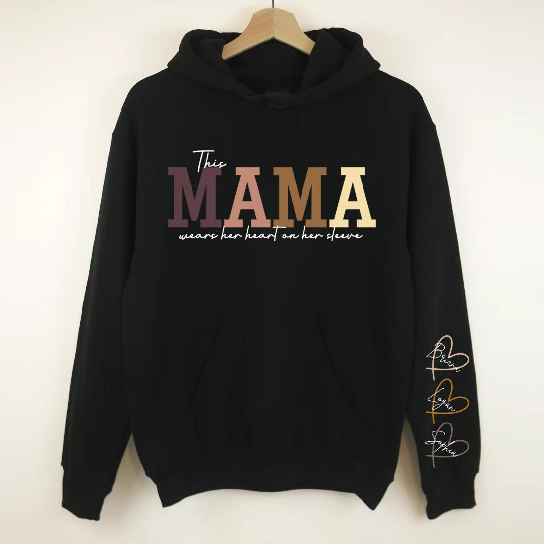 Personalized I Wear My Heart On My Sleeve Mama T-shirt/Sweatshirt/Hoodie