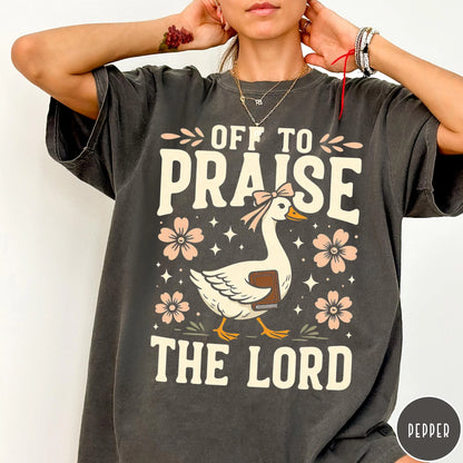 Off To Praise The Lord Funny Christian Cat Faith Humor T-shirt