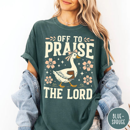 Off To Praise The Lord Funny Christian Cat Faith Humor T-shirt