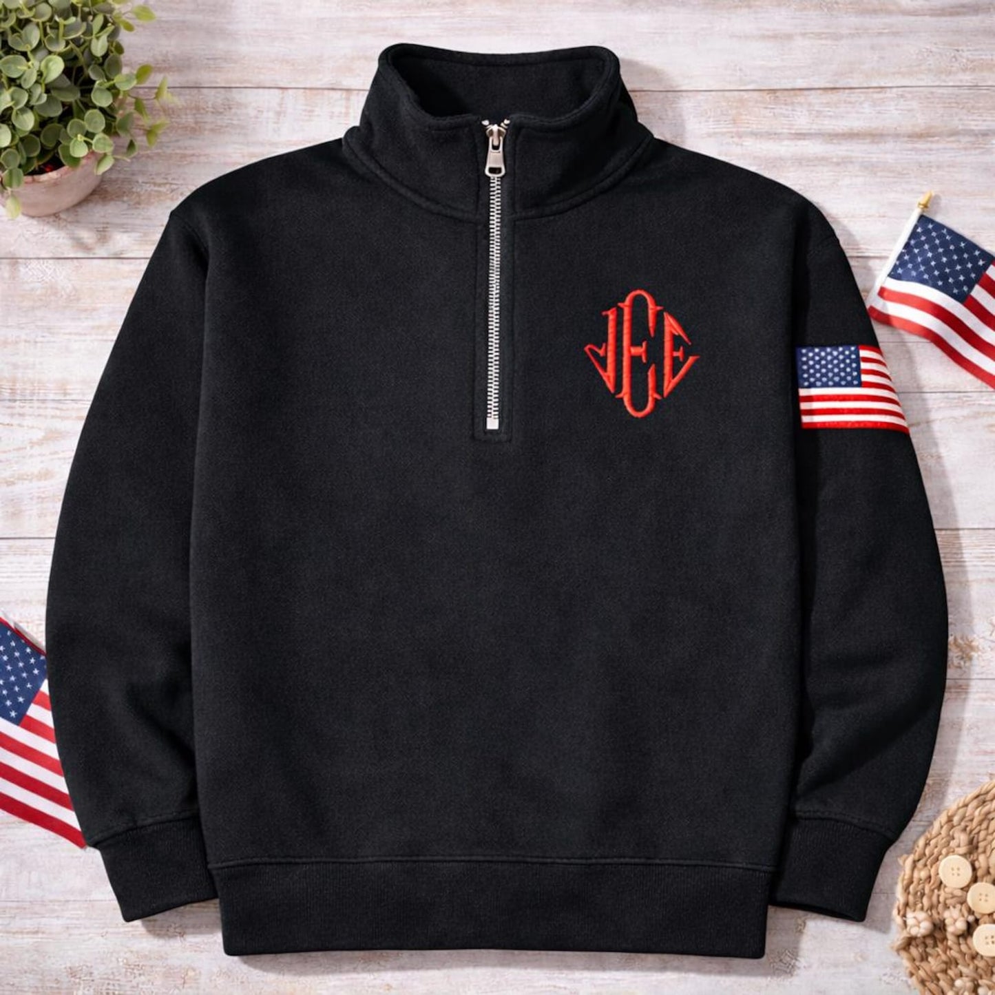Embroidered J.E.E. Epstein Quarter Zip Sweatshirt