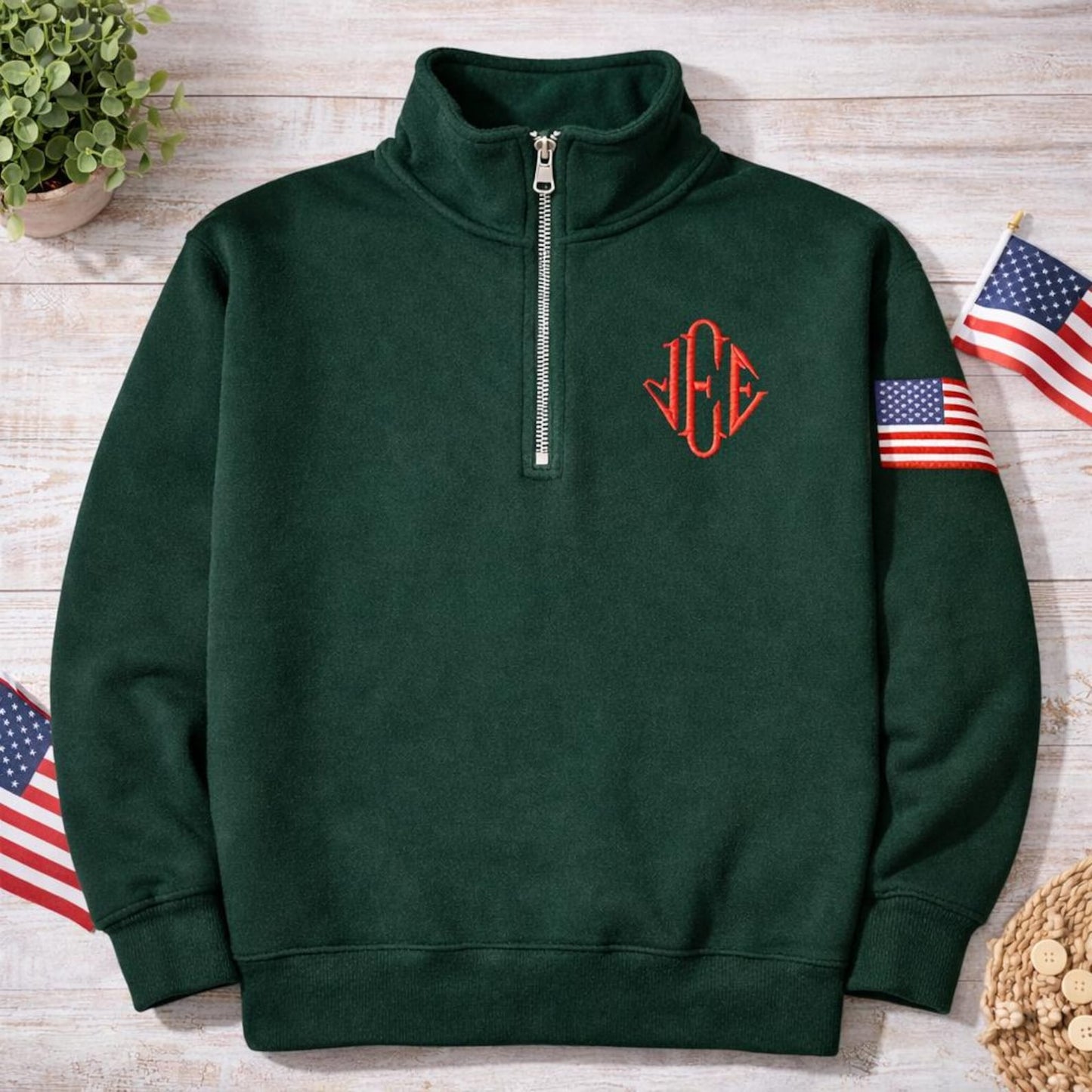 Embroidered J.E.E. Epstein Quarter Zip Sweatshirt