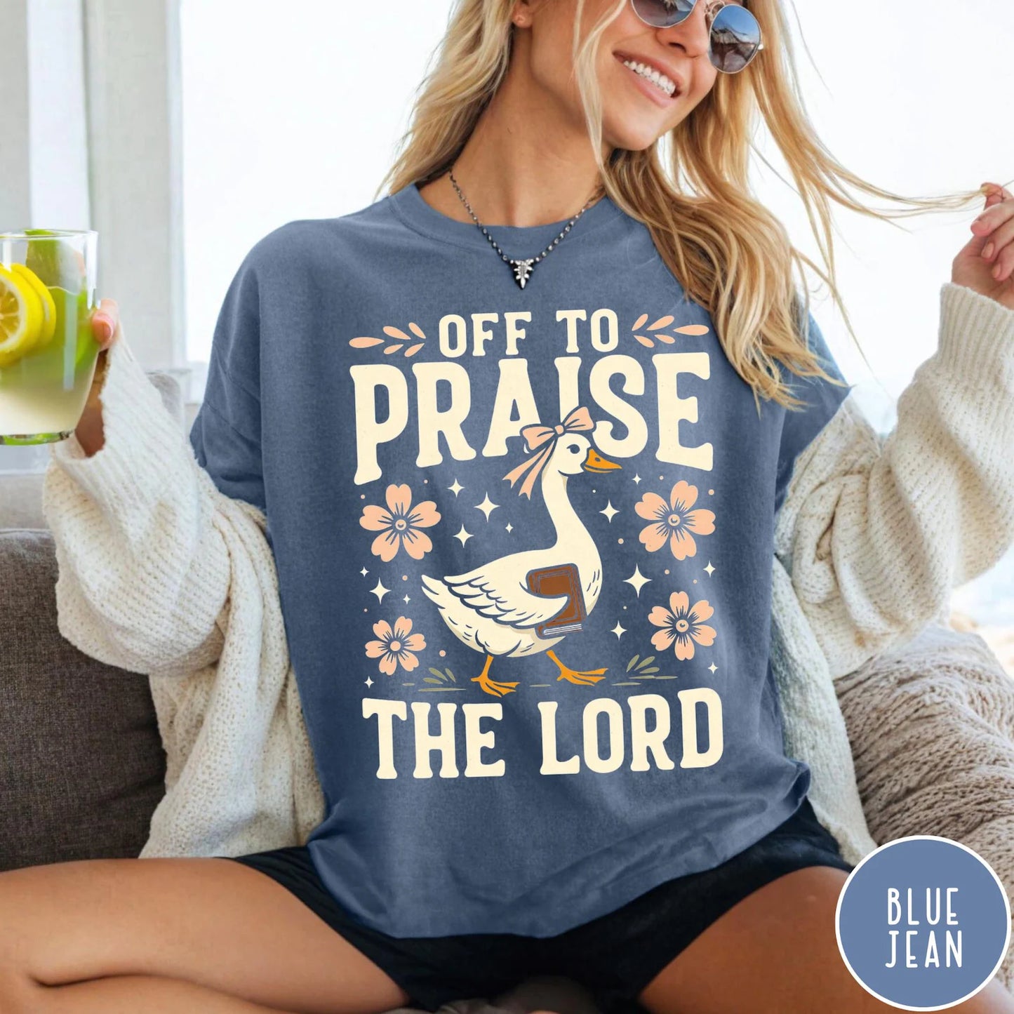 Off To Praise The Lord Funny Christian Cat Faith Humor T-shirt