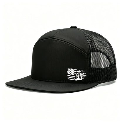 American Flag Cross Silhouette Unisex All-Season Trucker Hat Baseball Cap