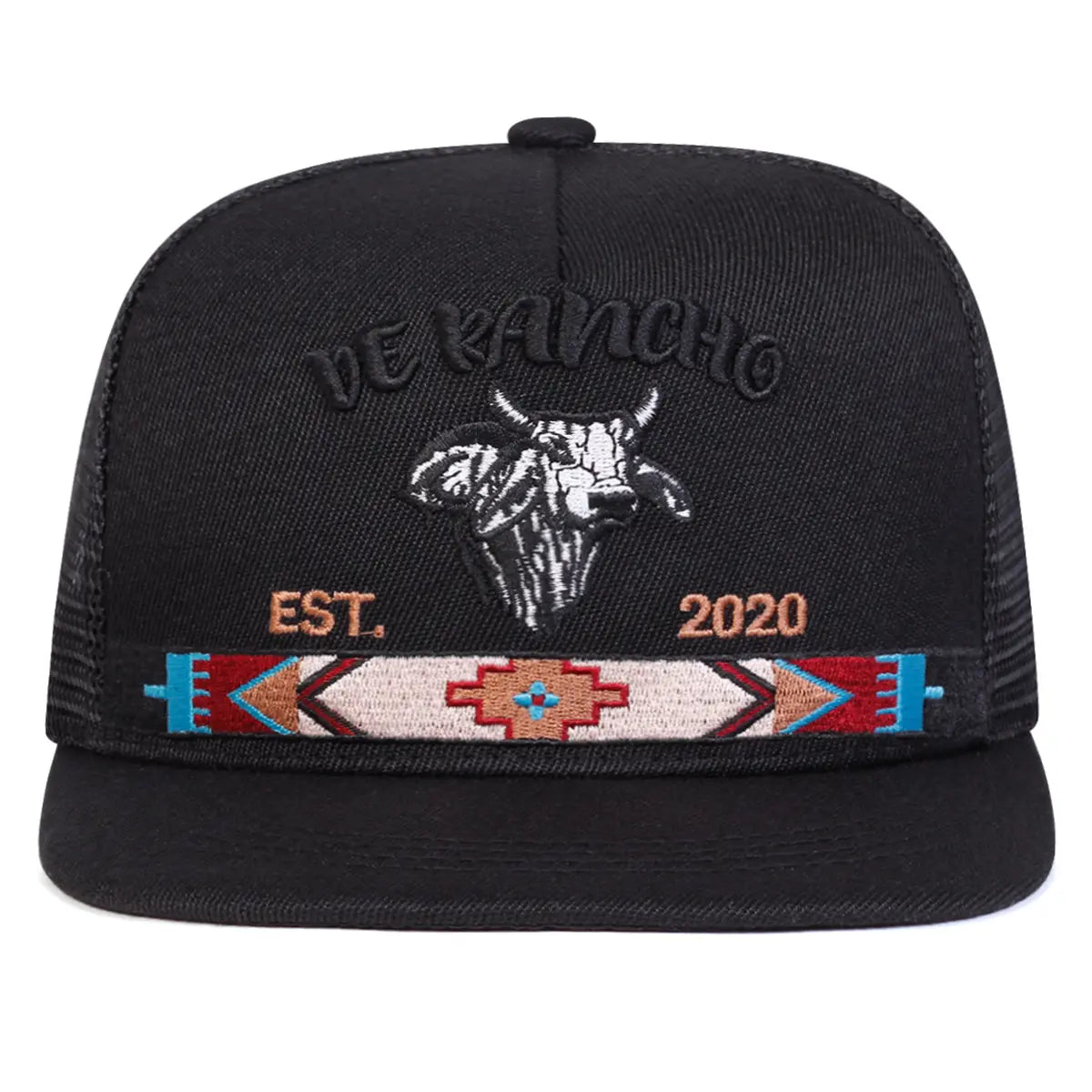 Letter Bull Head Embroidered Hip Hop Unisex All-Season Trucker Hat Baseball Cap
