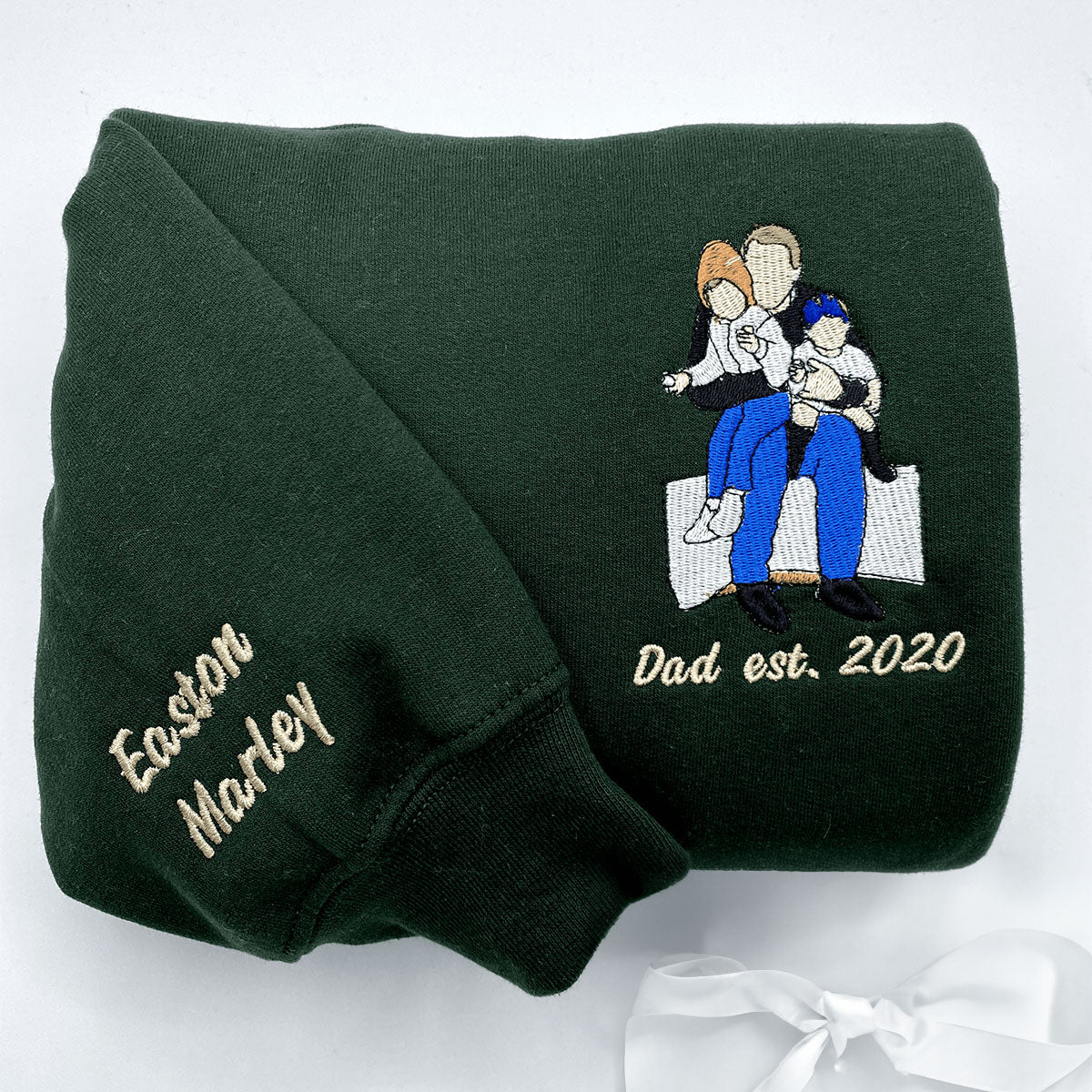 Personalized Photo Unique Gift for Dad Embroidered Crewneck Sweatshirt/Hoodie