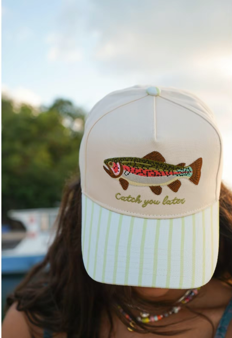 Catch You Later Green Stripe Hats