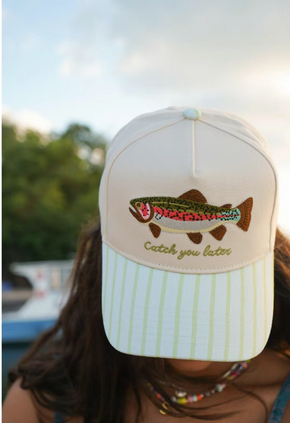 Catch You Later Green Stripe Hats