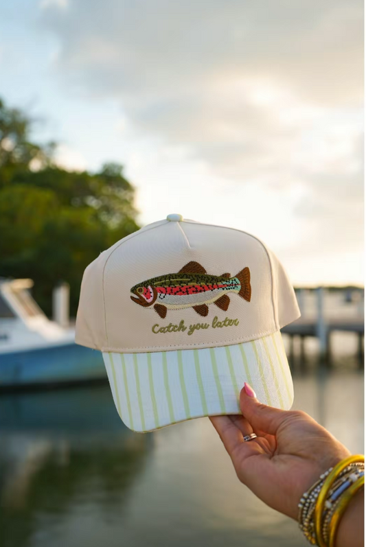 Catch You Later Green Stripe Hats
