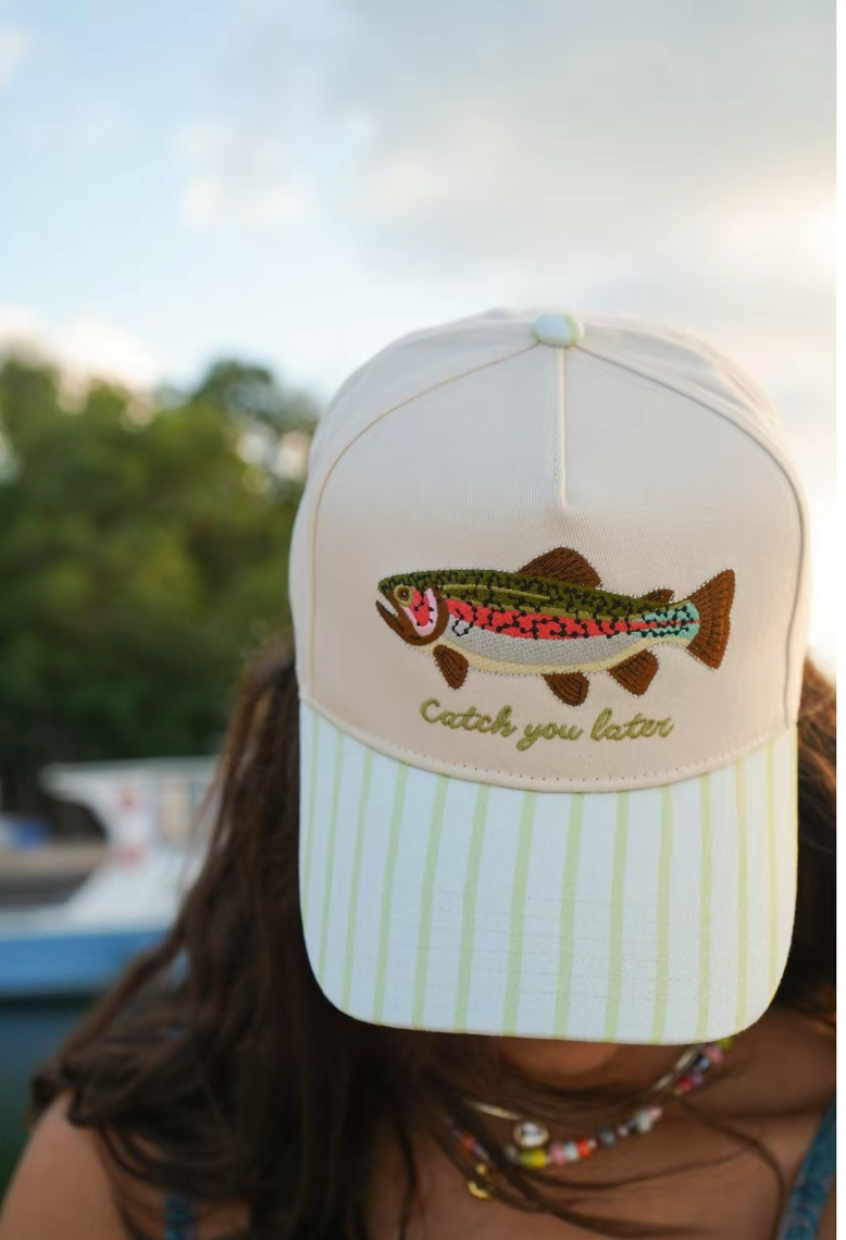 Catch You Later Green Stripe Hats