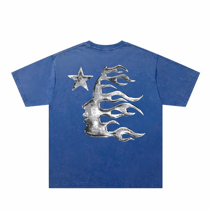 Vintage Dark Streetwear Tie-Dye Star Flame T-Shirt/Sweatshirt/Hoodie