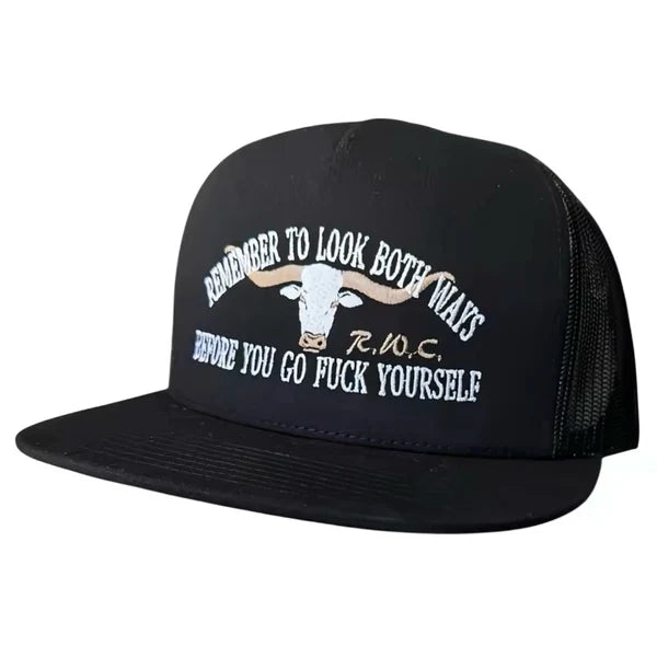 Remember To Look Both Ways Embroidered Unisex All-Season Trucker Hat Baseball Cap