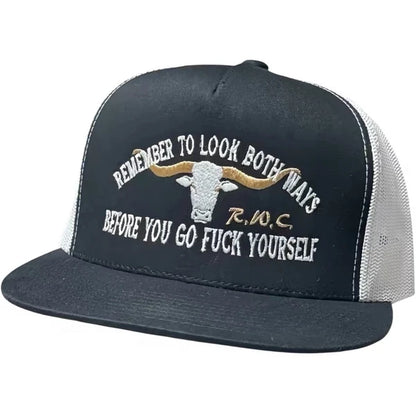 Remember To Look Both Ways Embroidered Unisex All-Season Trucker Hat Baseball Cap