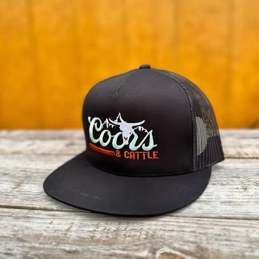 Beer and Cattle Embroidered Embroidered Unisex All-Season Trucker Hat Baseball Cap