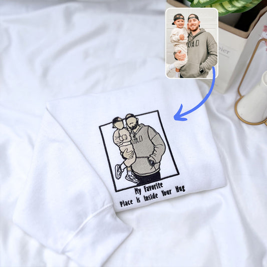 Personalized Photo Unique Gift for Dad Embroidered Crewneck Sweatshirt/Hoodie