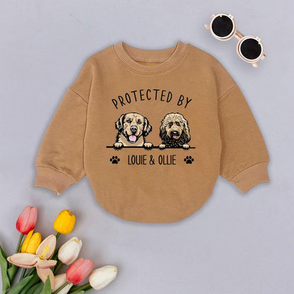 Custom Pet Portrait Protected By Baby Romper