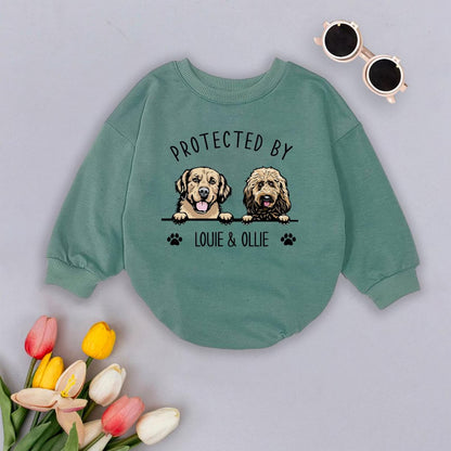 Custom Pet Portrait Protected By Baby Romper