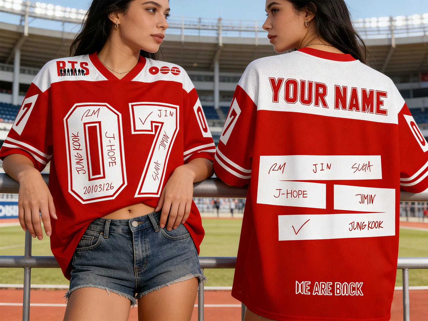 Custom BTS Kpop 2026 Arirang World Tour Mesh Jersey/T-Shirt/Sweatshirt/Hoodie
