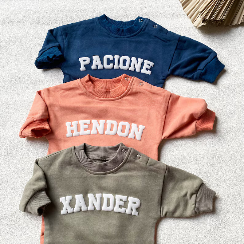 Custom Puff Name Baby Sweatshirt Bodysuit Personalized Bubble Romper