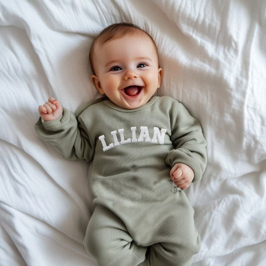 Custom Puff Name Baby Sweatshirt Bodysuit Personalized Bubble Romper