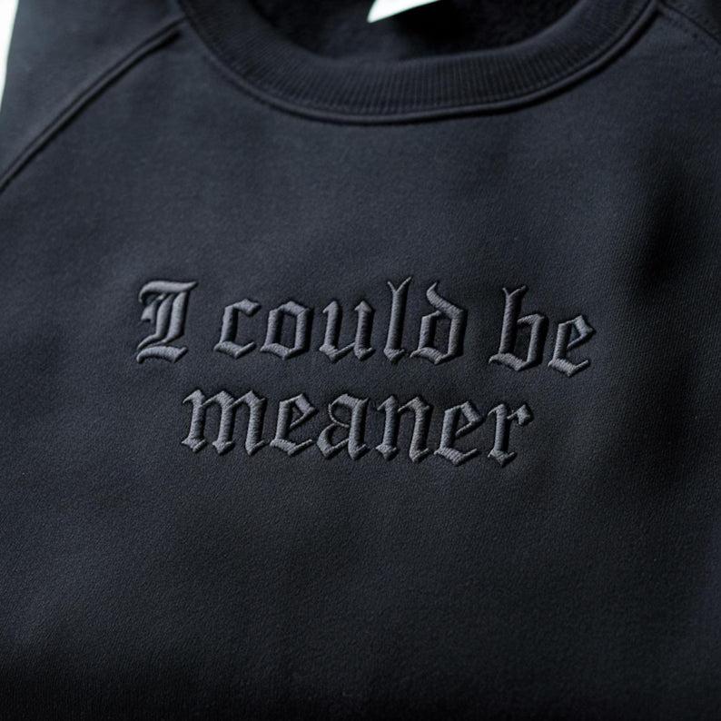 I Could Be Meaner Embroidered T-Shirt/Sweatshirt/Hoodie